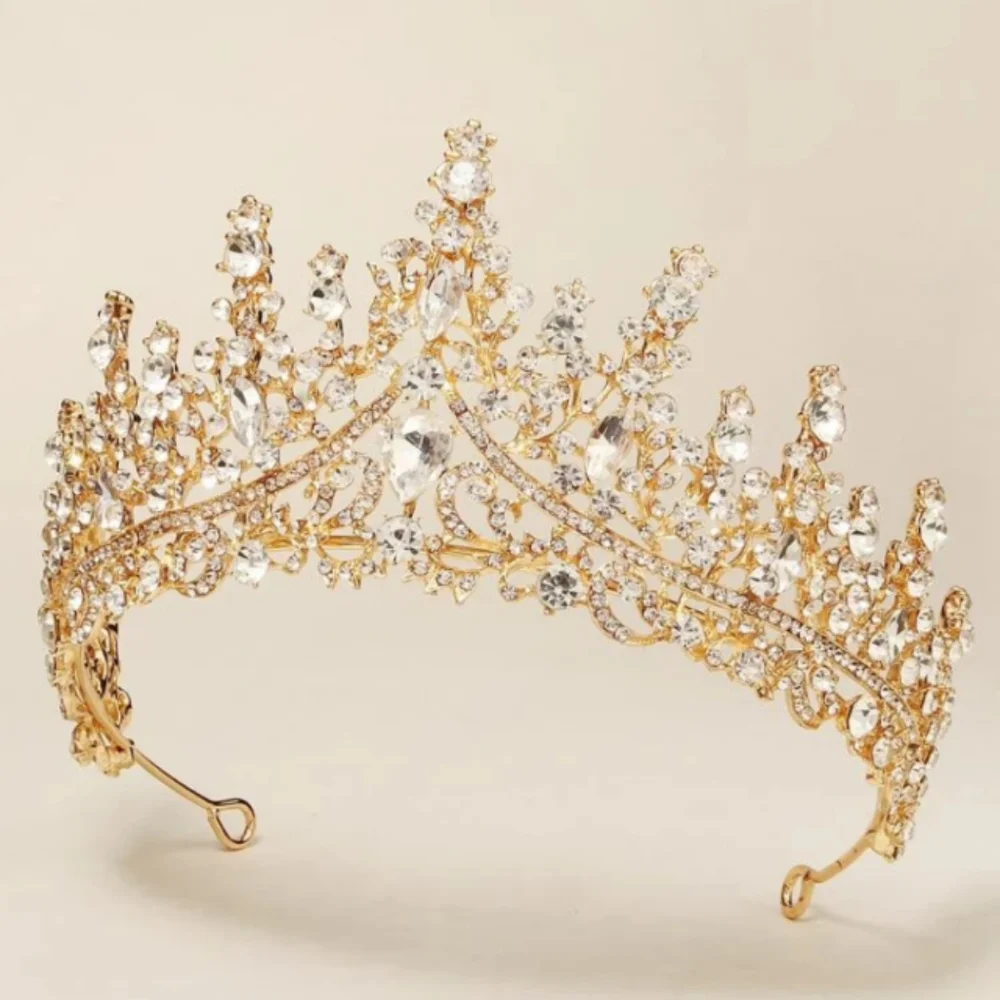 New gold and silver rhinestone bridal wedding crown